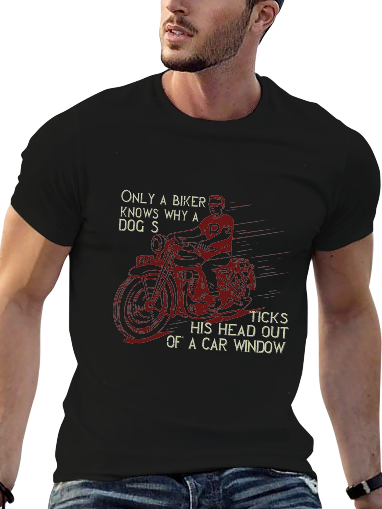 Biker Dog Car Window T-Shirt
