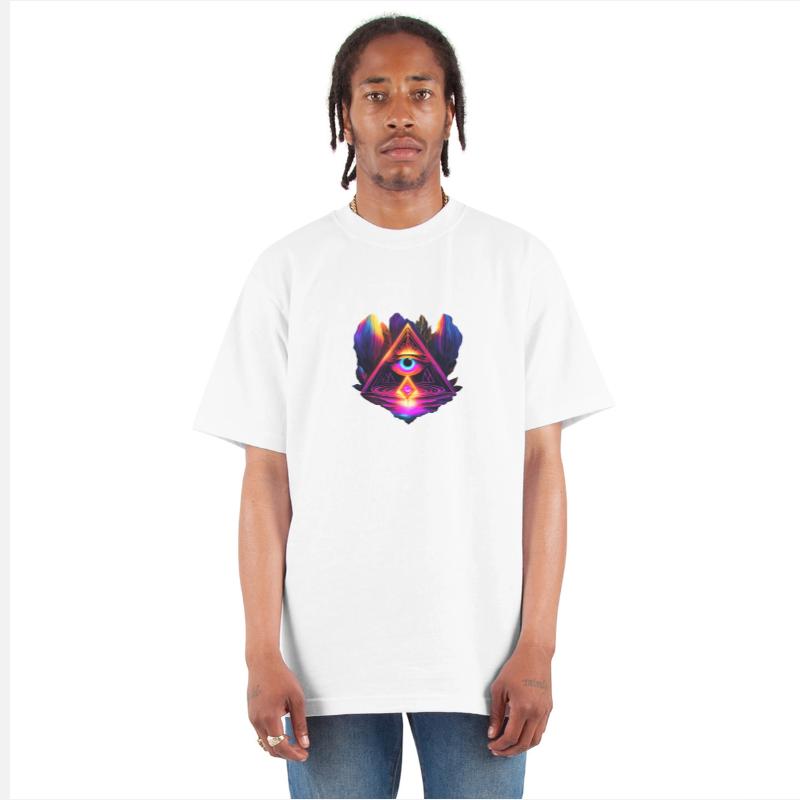 Neon All-Seeing Eye Pyramid for Spiritual and Meta