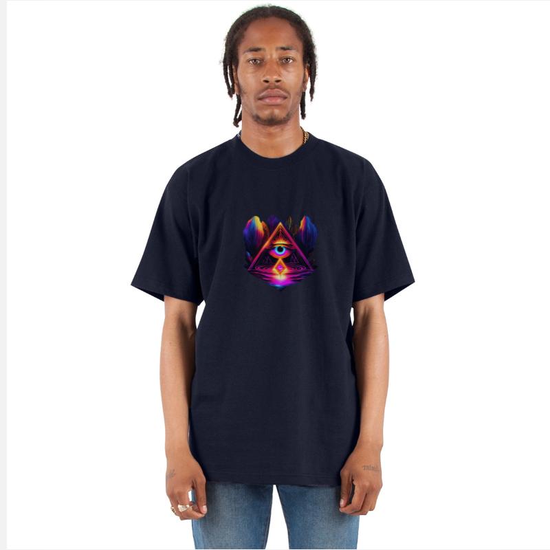 Neon All-Seeing Eye Pyramid for Spiritual and Meta