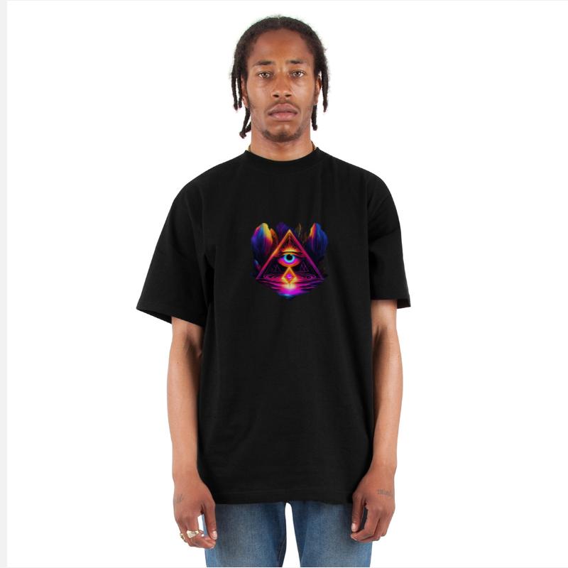 Neon All-Seeing Eye Pyramid for Spiritual and Meta