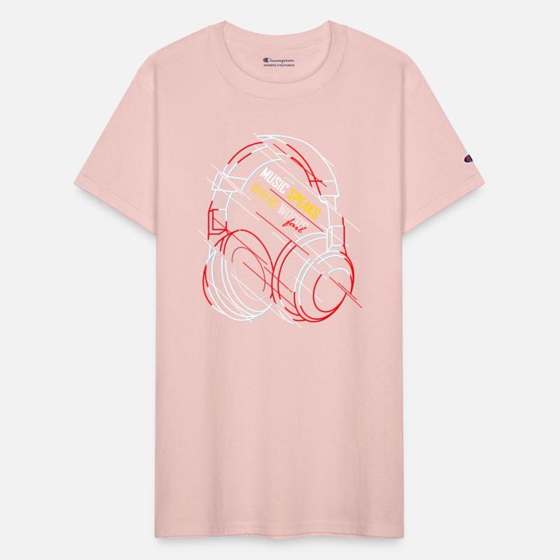 Neon Headphones with Music Slogan