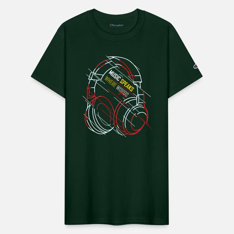 Neon Headphones with Music Slogan