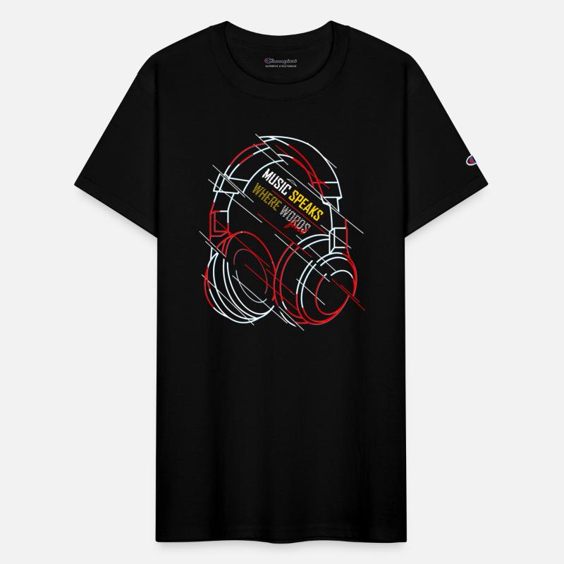 Neon Headphones with Music Slogan