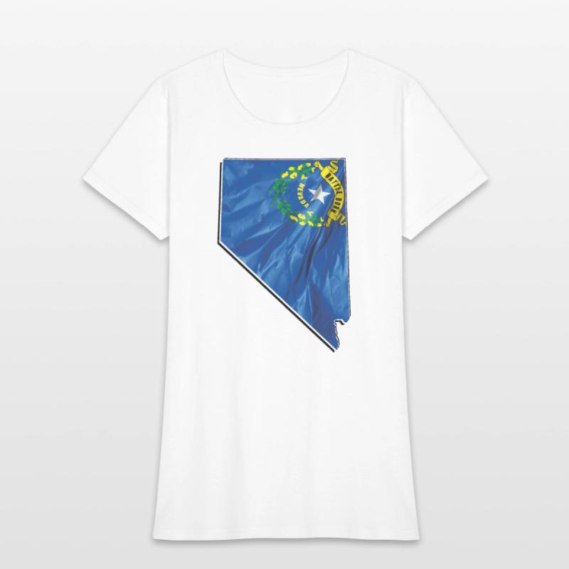 Nevada State Flag in Nevada State Map