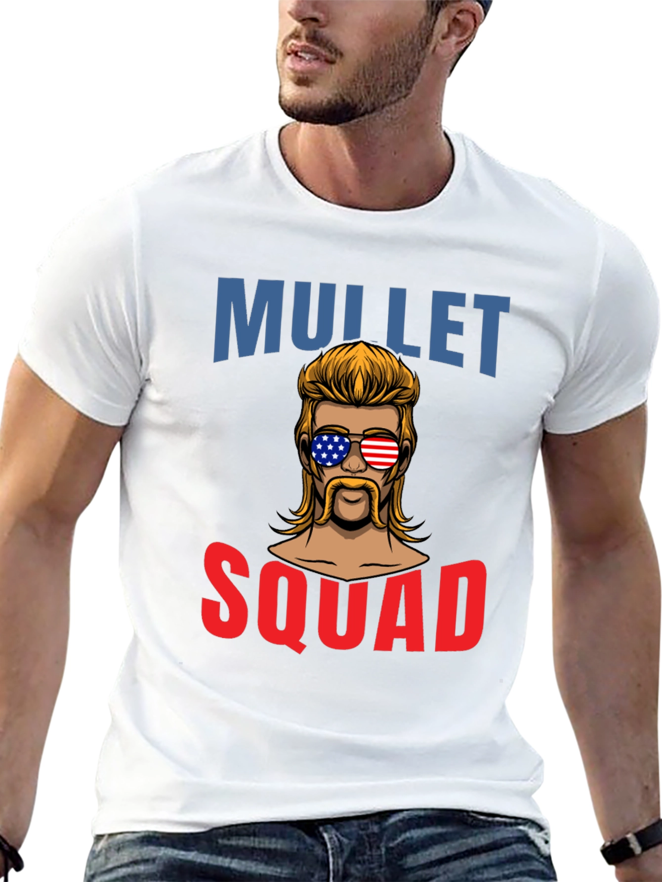 Mullet Squad T-Shirt - Patriotic Retro Design