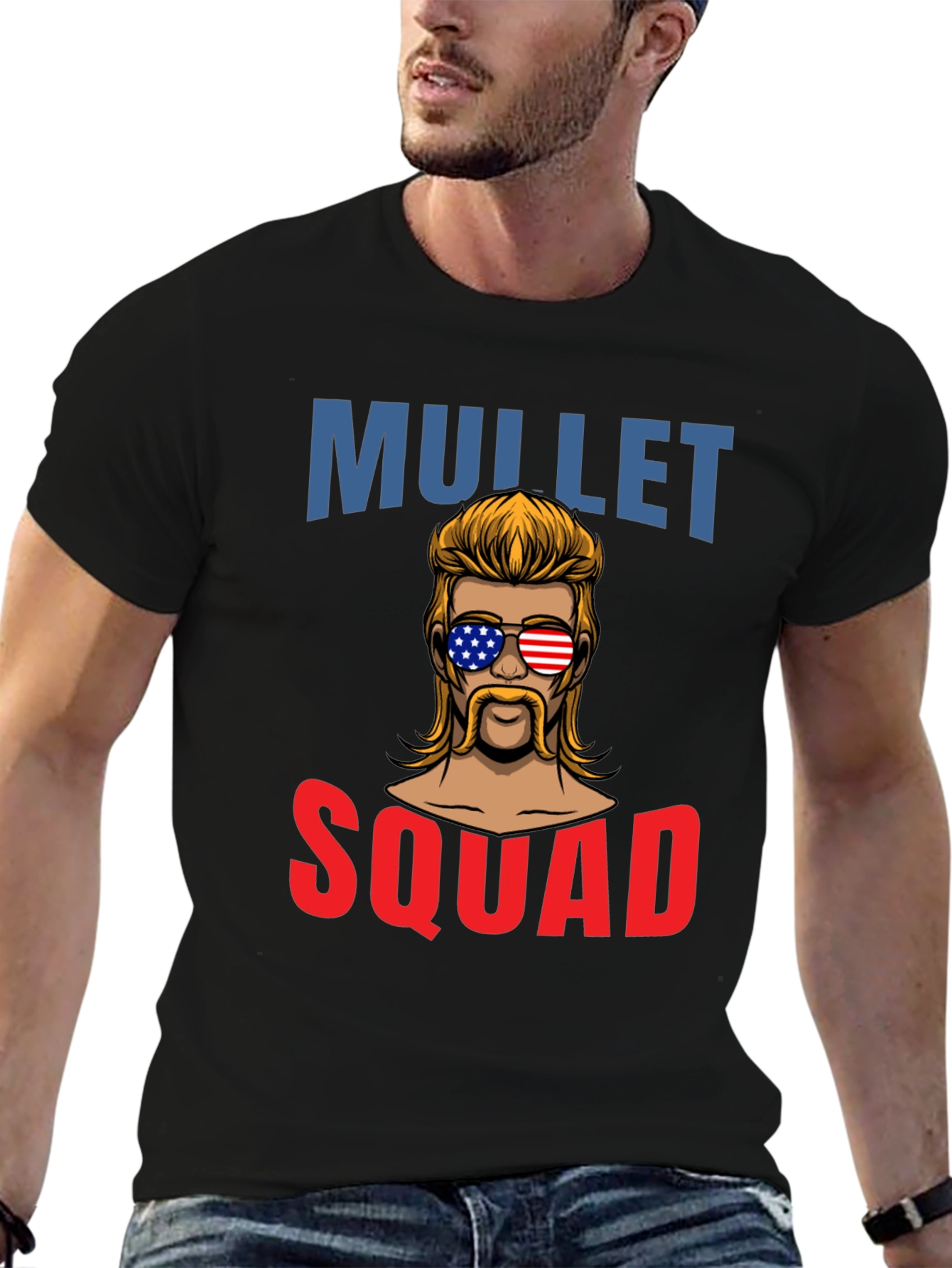 Mullet Squad T-Shirt - Patriotic Retro Design