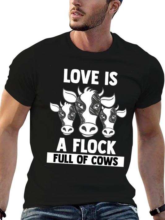 Love is a Flock Full of Cows Black Graphic Tee