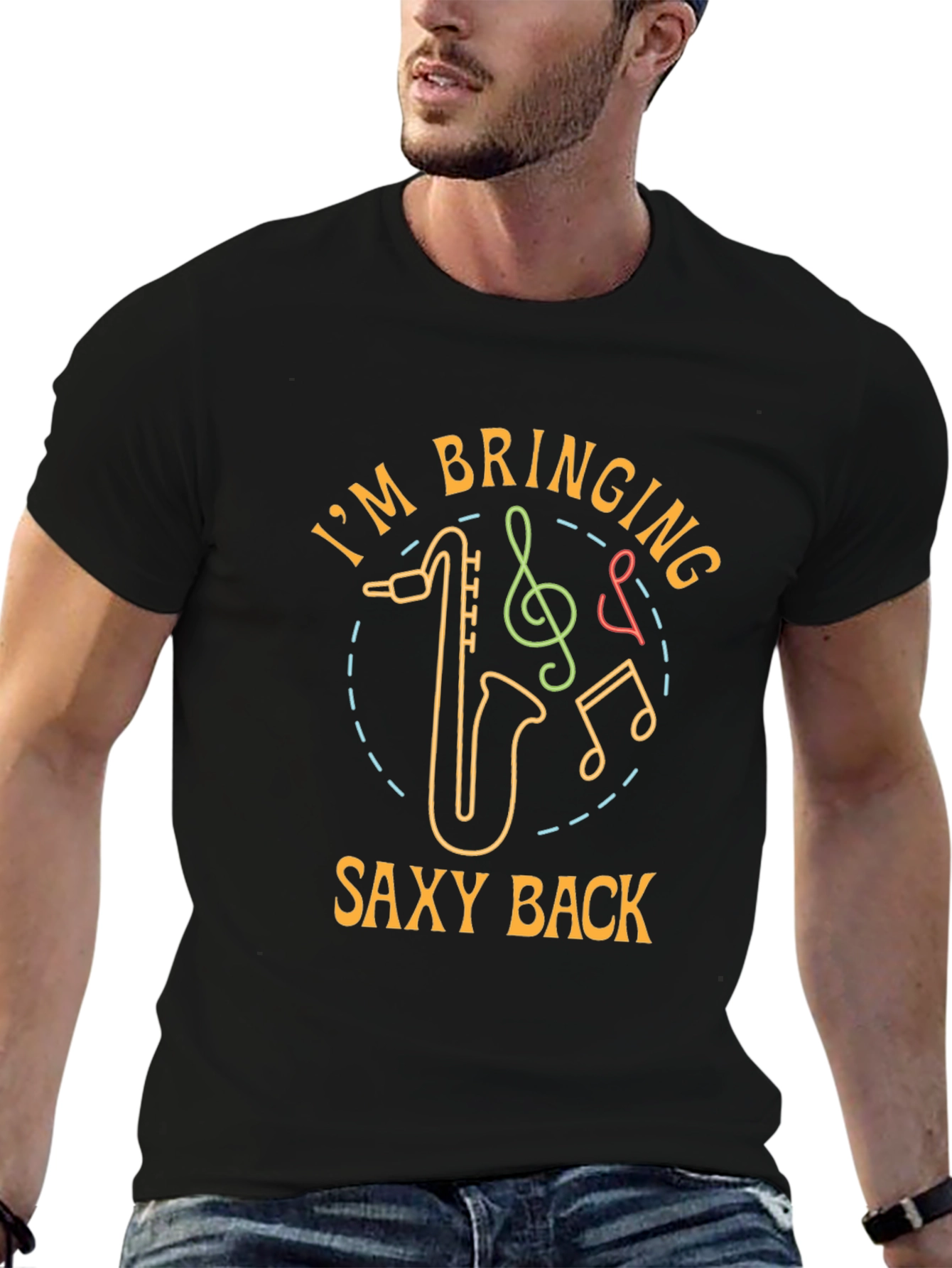 Saxy Back Graphic Tee - Musician T-Shirt