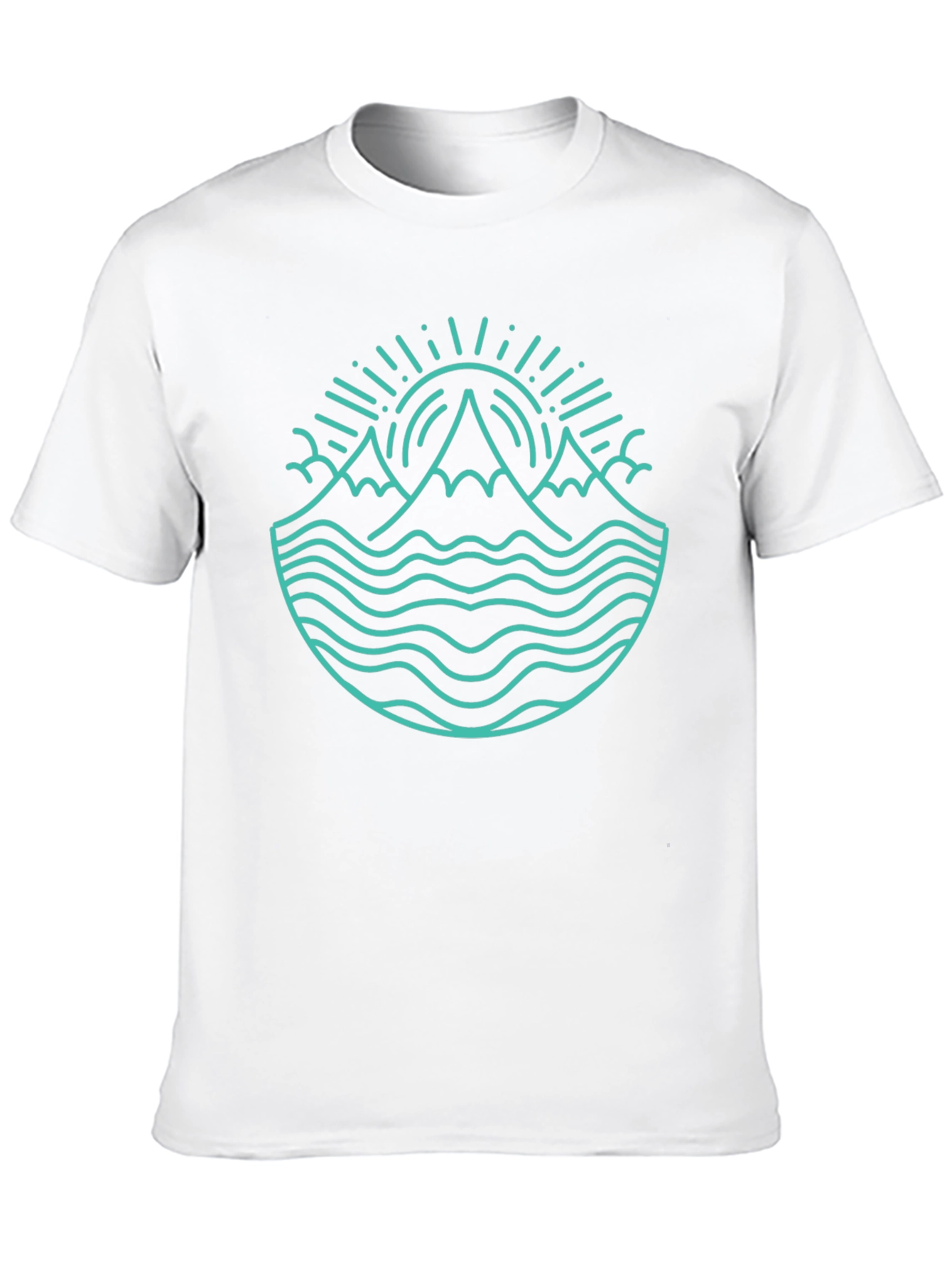 Mountain & Ocean Graphic Tee - Stylish Black T-Shirt