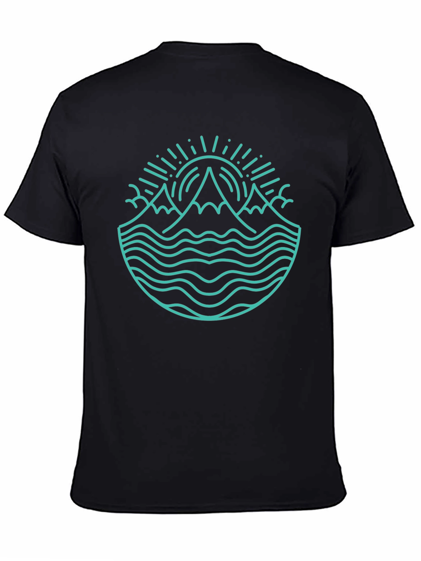 Mountain & Ocean Graphic Tee - Stylish Black T-Shirt