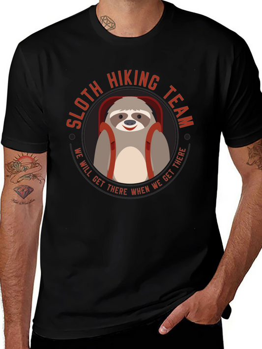 Sloth Hiking Team Black T-Shirt - We Will Get There When We Get There
