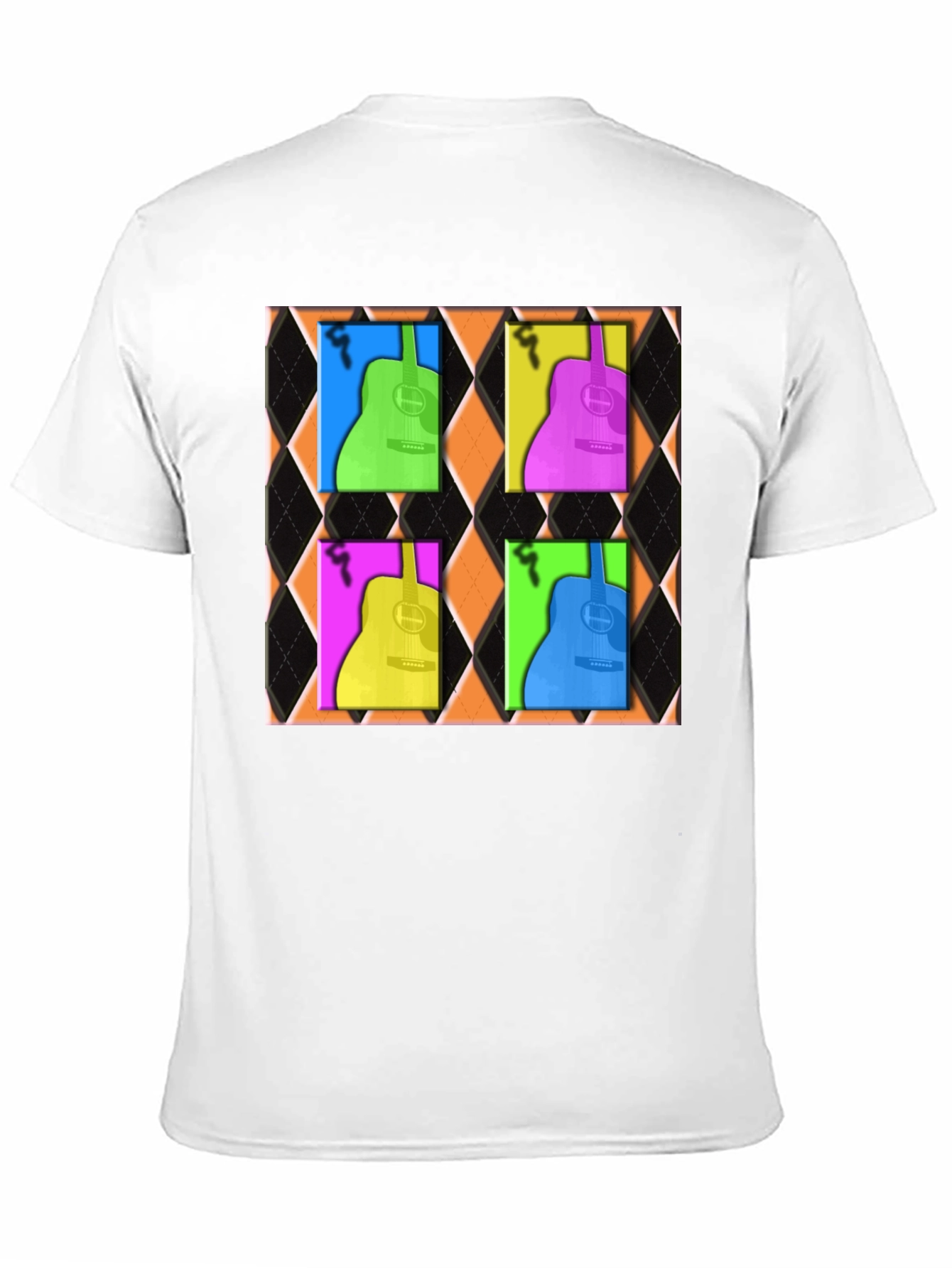 Retro Guitar Graphic Tee - Black Cotton Blend