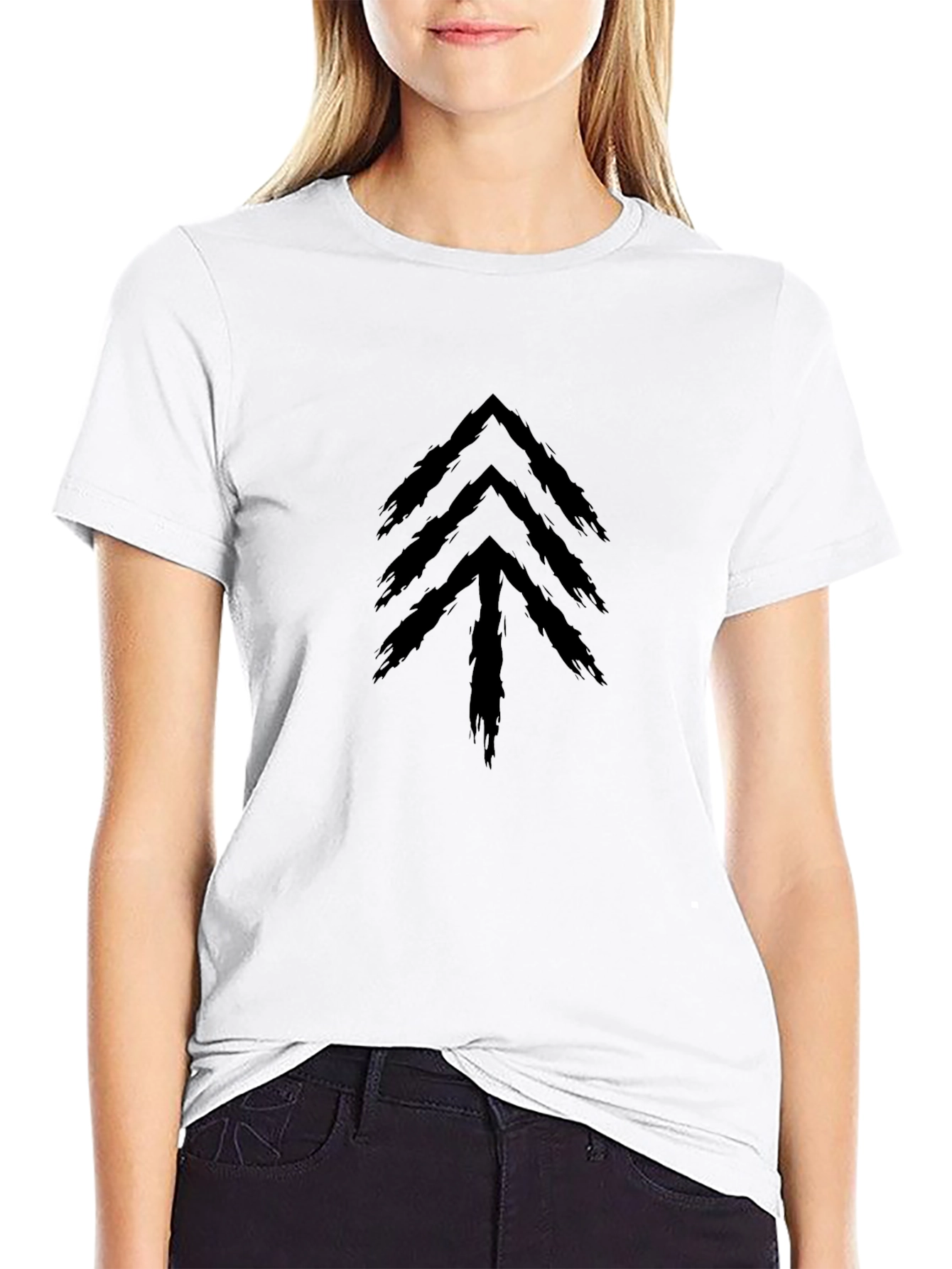 Abstract Arrow Tree Graphic Tee - Black Cotton Blend
