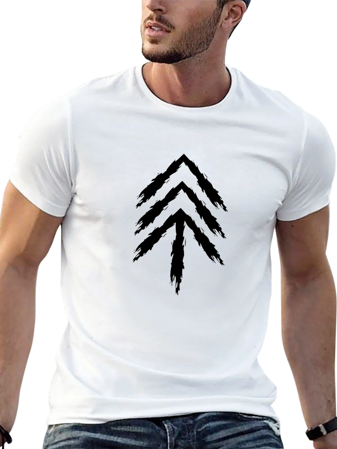 Abstract Arrow Tree Graphic Tee - Black Cotton Blend