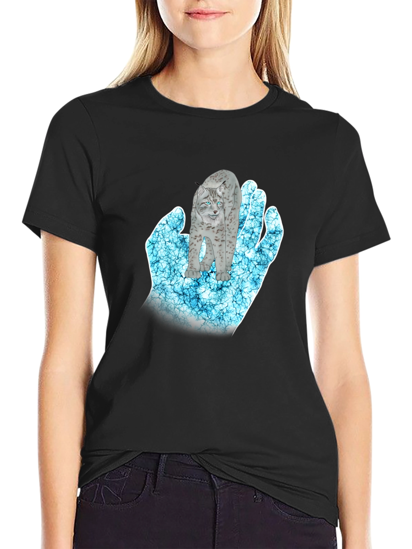 Mystical Lynx Hand Graphic T-Shirt