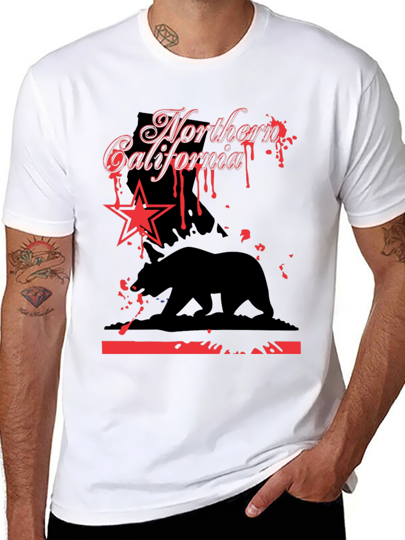 Northern California Bear Star Graphic T-Shirt