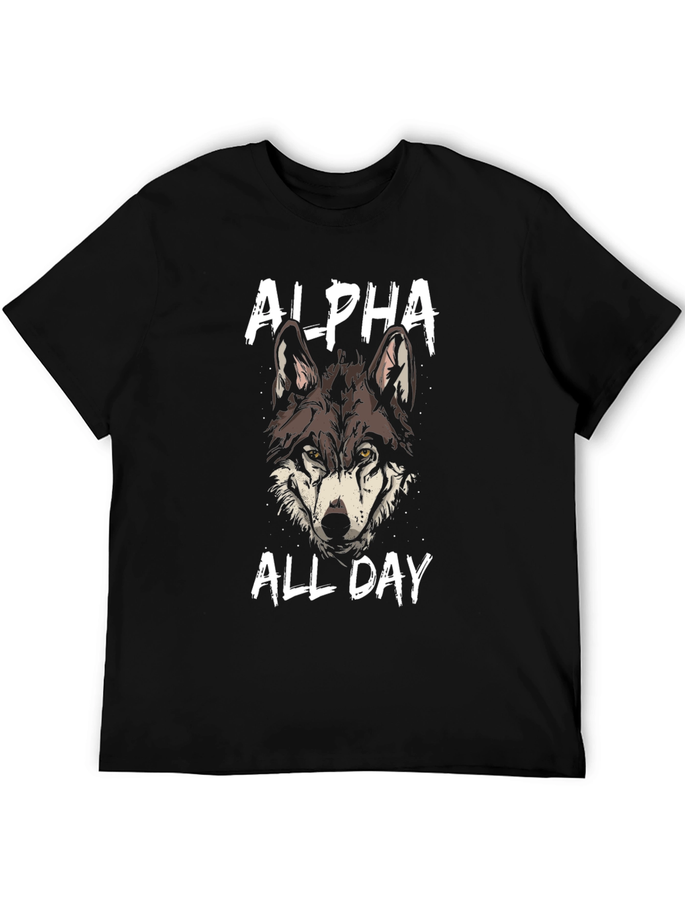 Alpha Wolf Graphic T-Shirt - Black Cotton Tee