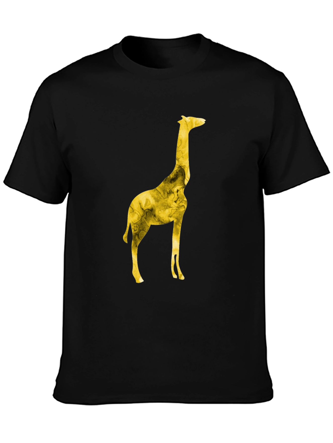 Giraffe Print Mens Black T-Shirt