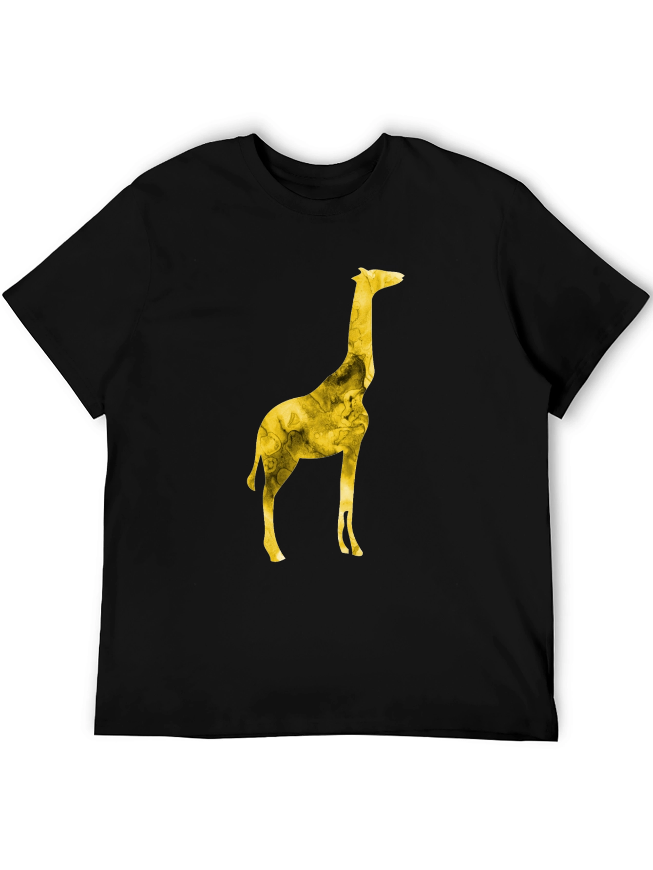 Giraffe Print Mens Black T-Shirt