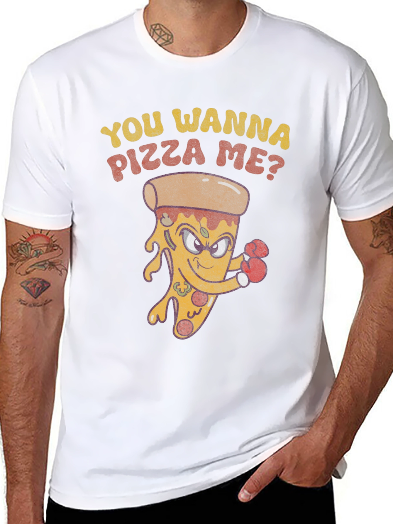 Funny Pizza Boxer Graphic T-Shirt