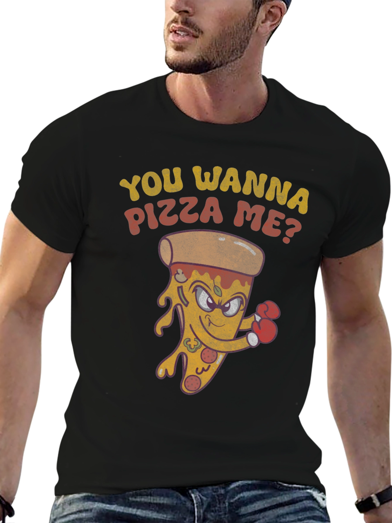 Funny Pizza Boxer Graphic T-Shirt
