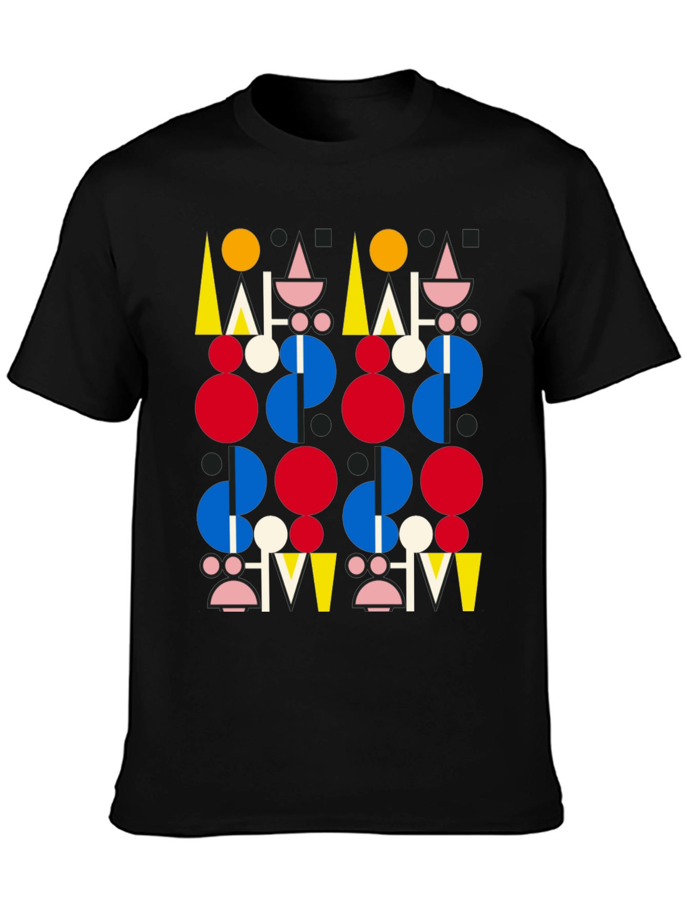 Abstract Geometric Pattern Black T-Shirt