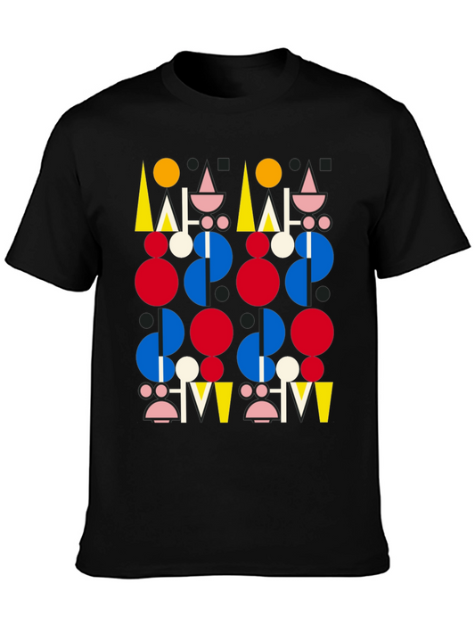 Abstract Geometric Pattern Black T-Shirt