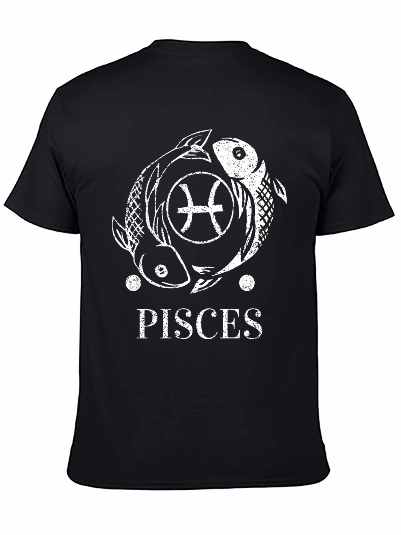 Pisces Zodiac Sign T-Shirt - Black Cotton Tee