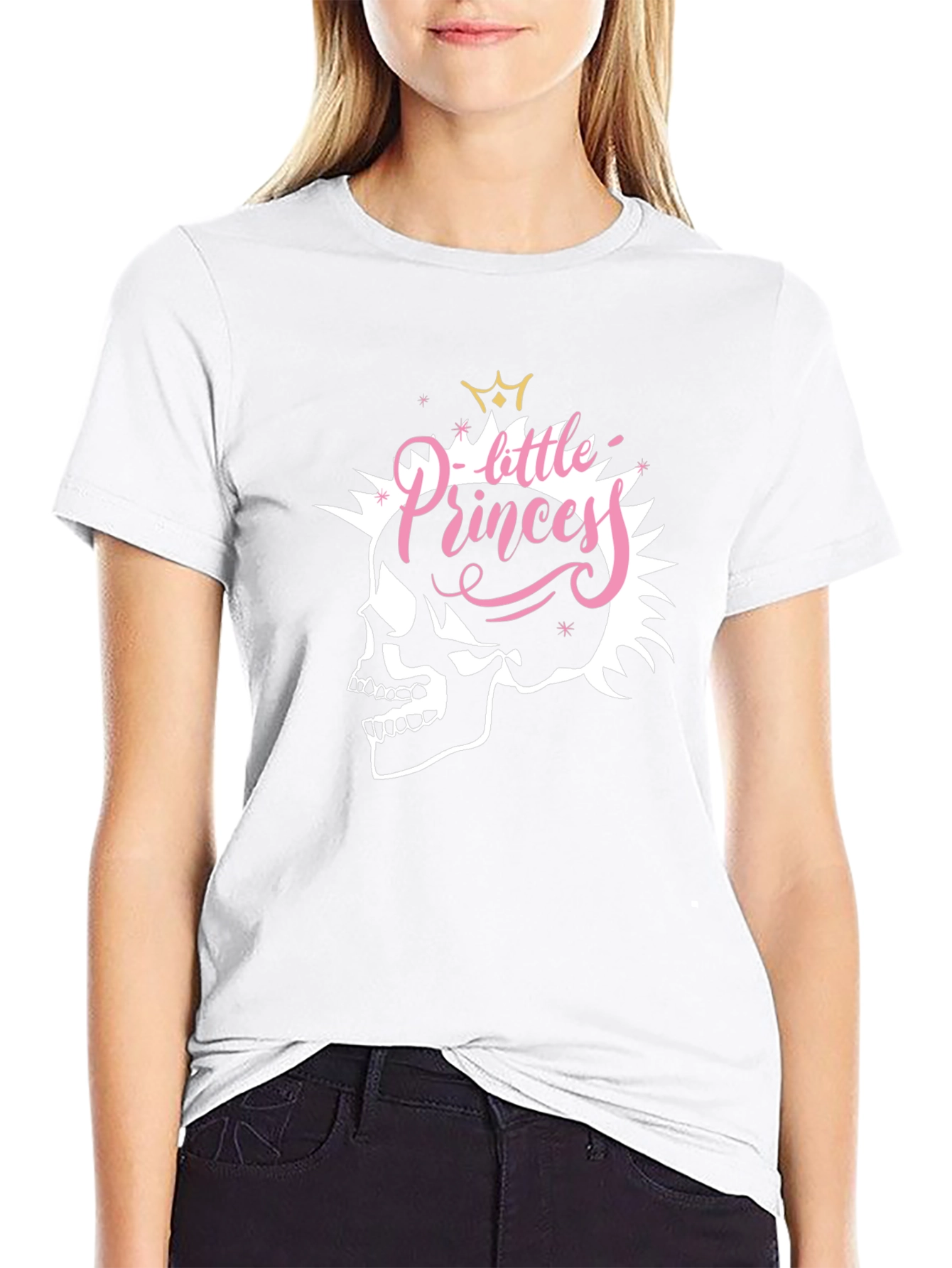 Skull Little Princess Black T-Shirt - Edgy Fashion