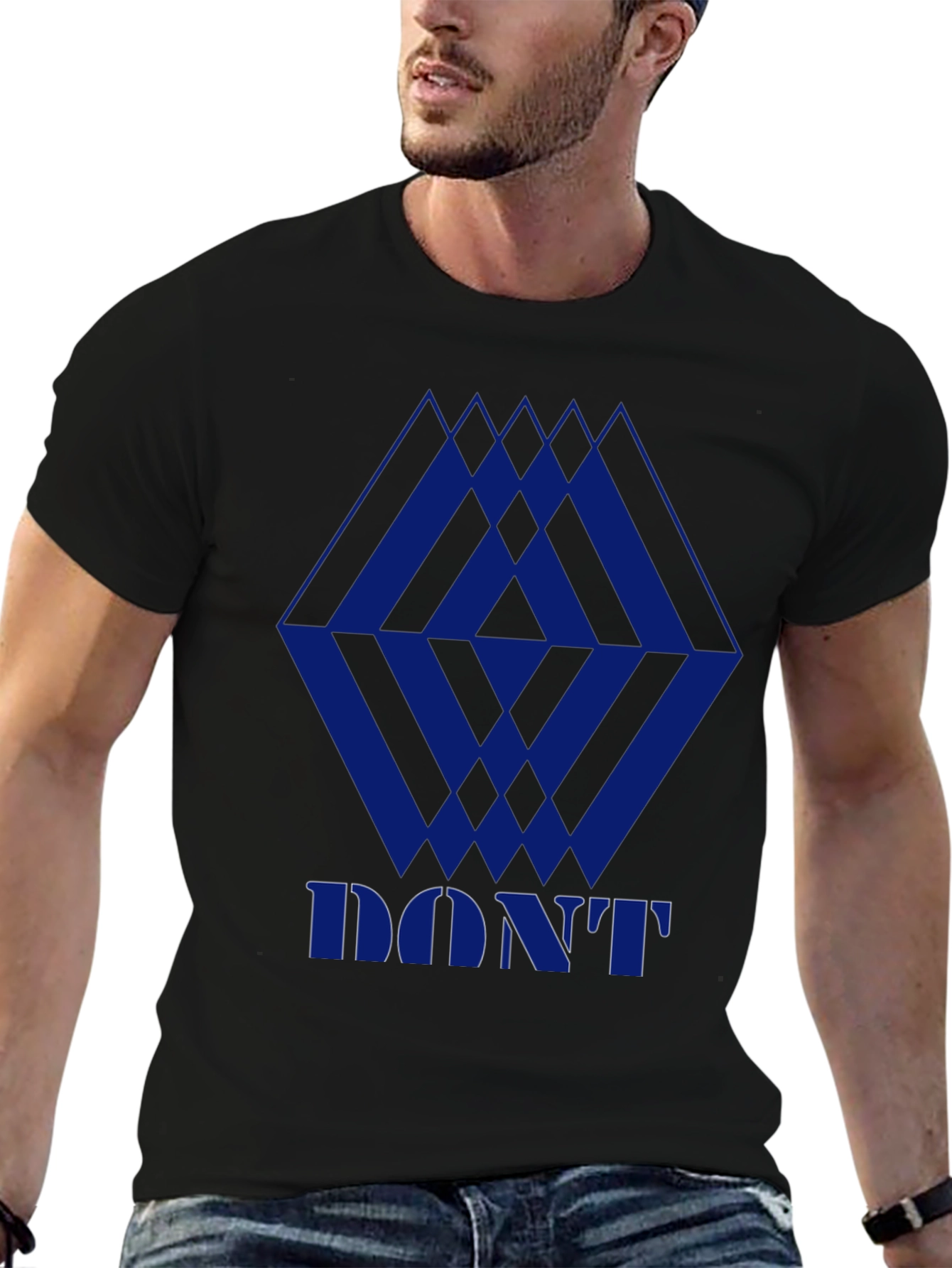 Geometric Print Mens Black Graphic Tee