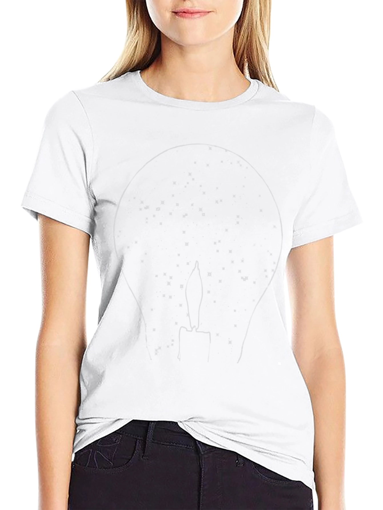 Starry Night Lightbulb Graphic T-Shirt - Black