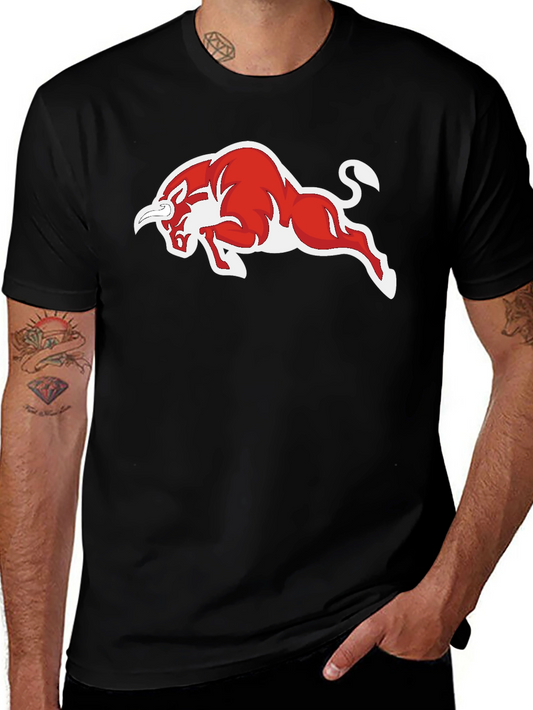 Black T-Shirt with Red Bull Graphic