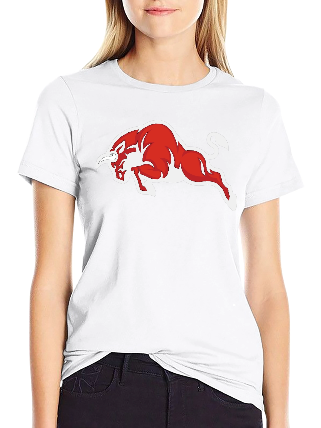 Black T-Shirt with Red Bull Graphic