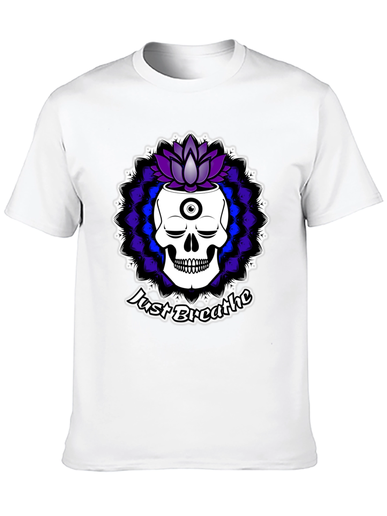 Just Breathe Skull Lotus Black T-Shirt