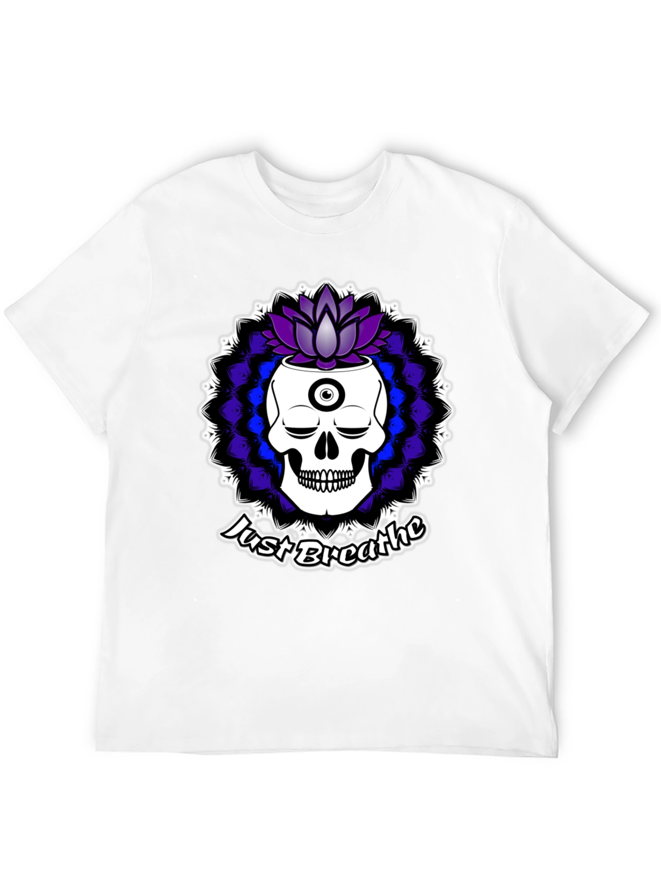 Just Breathe Skull Lotus Black T-Shirt