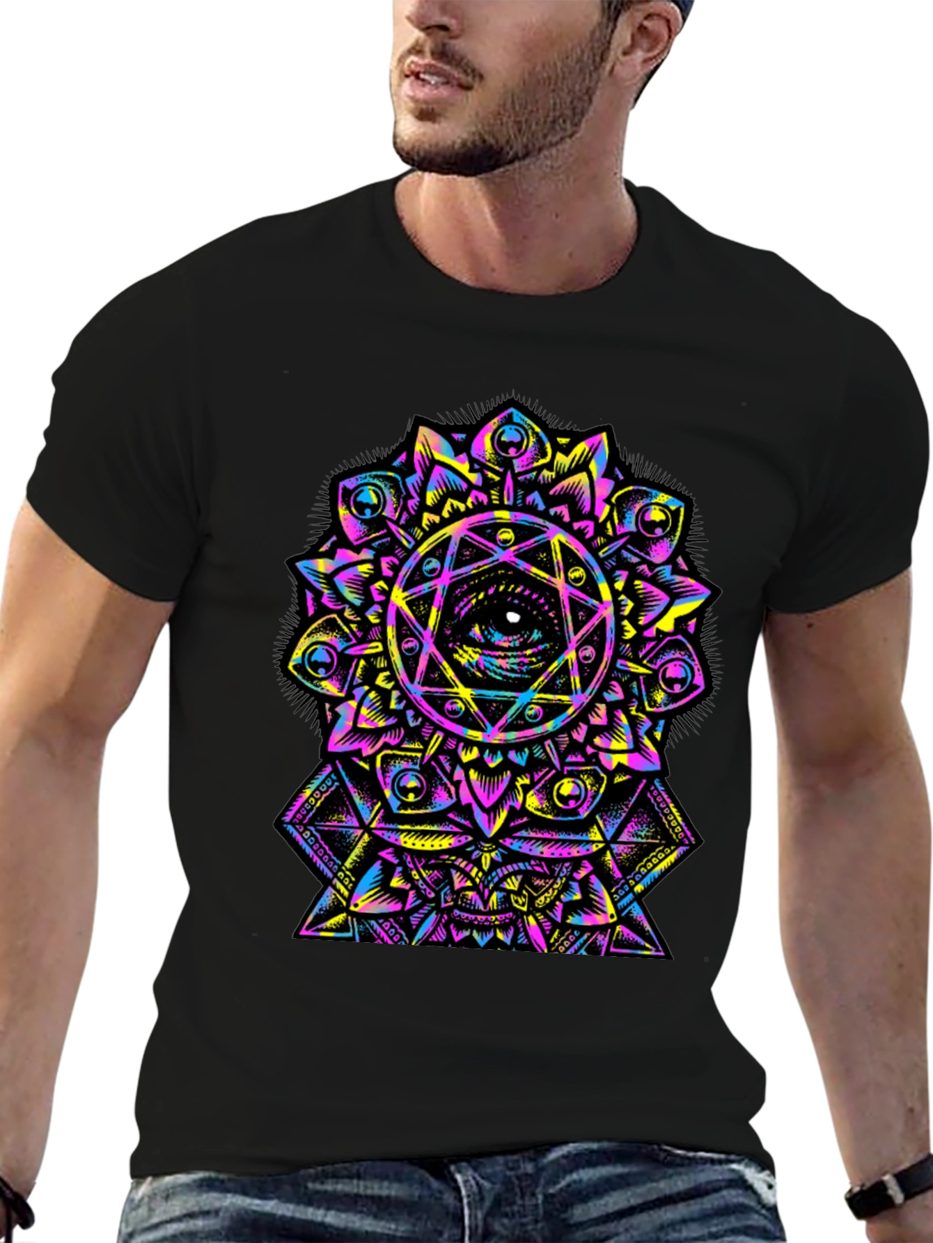 Eye Mandala Graphic T-Shirt - Black