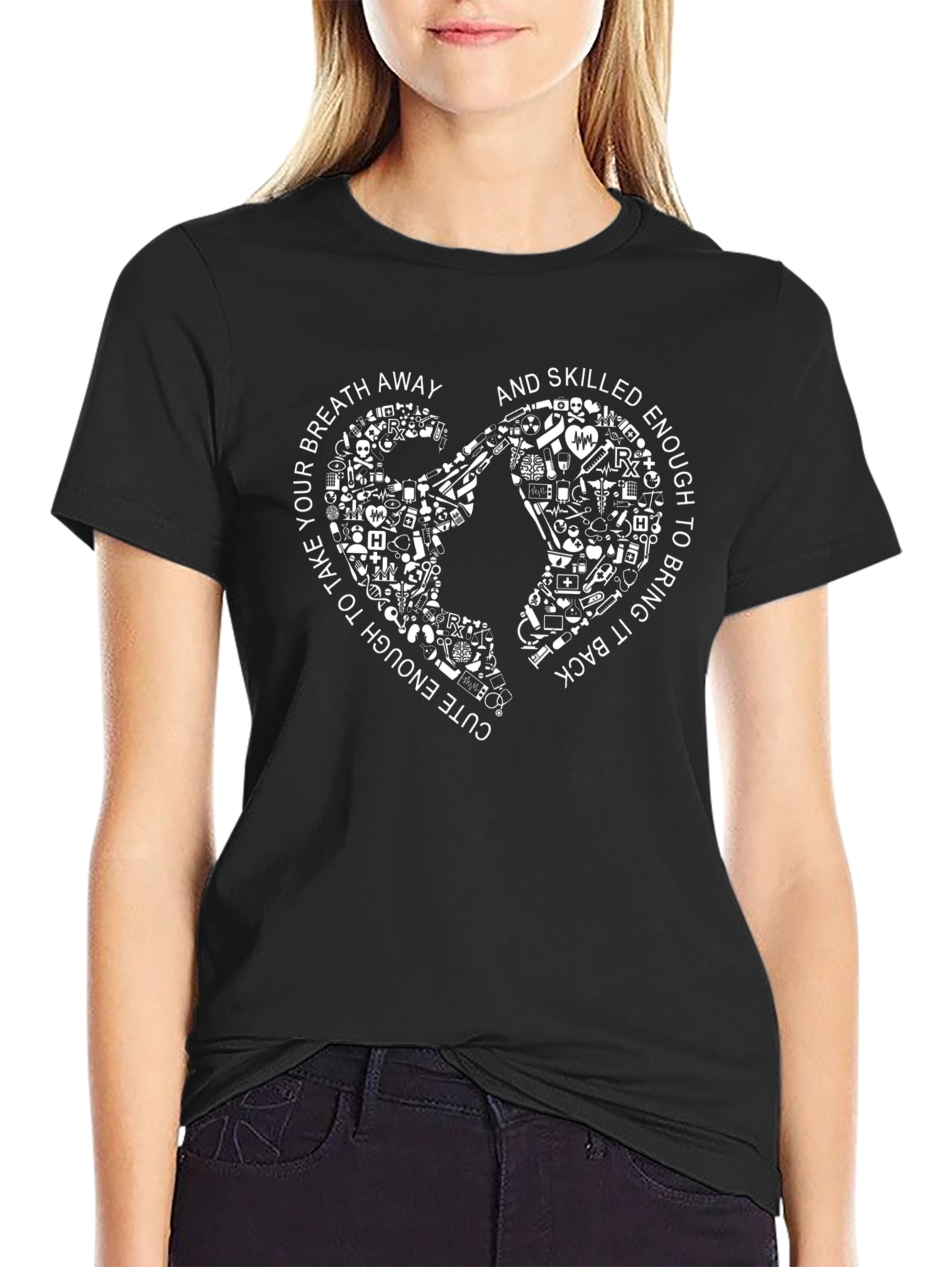 Nurse Heart Graphic T-Shirt - Cute & Skilled