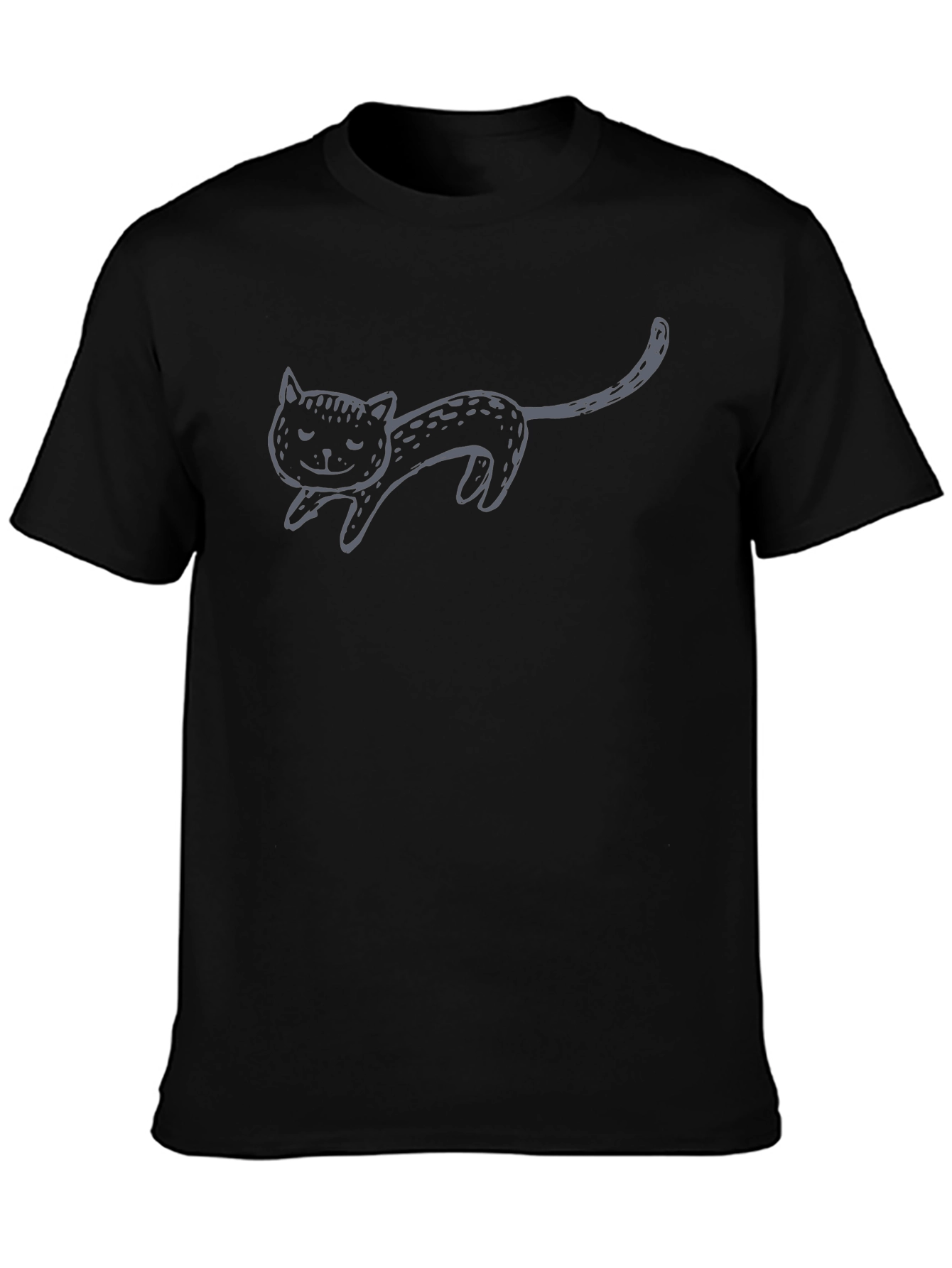 Mens Black Cat Graphic T-Shirt