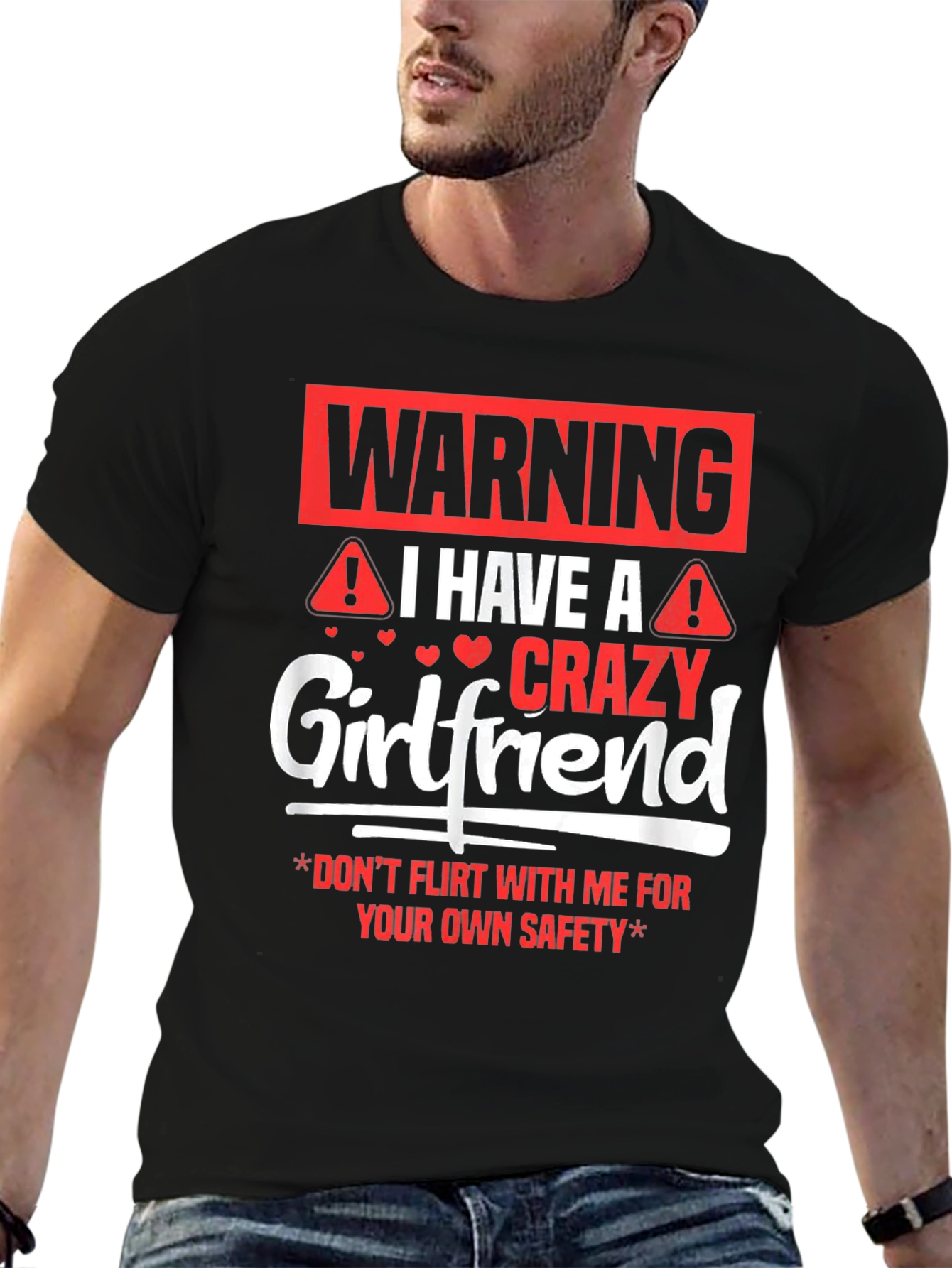 Warning Crazy Girlfriend Mens Black T-Shirt
