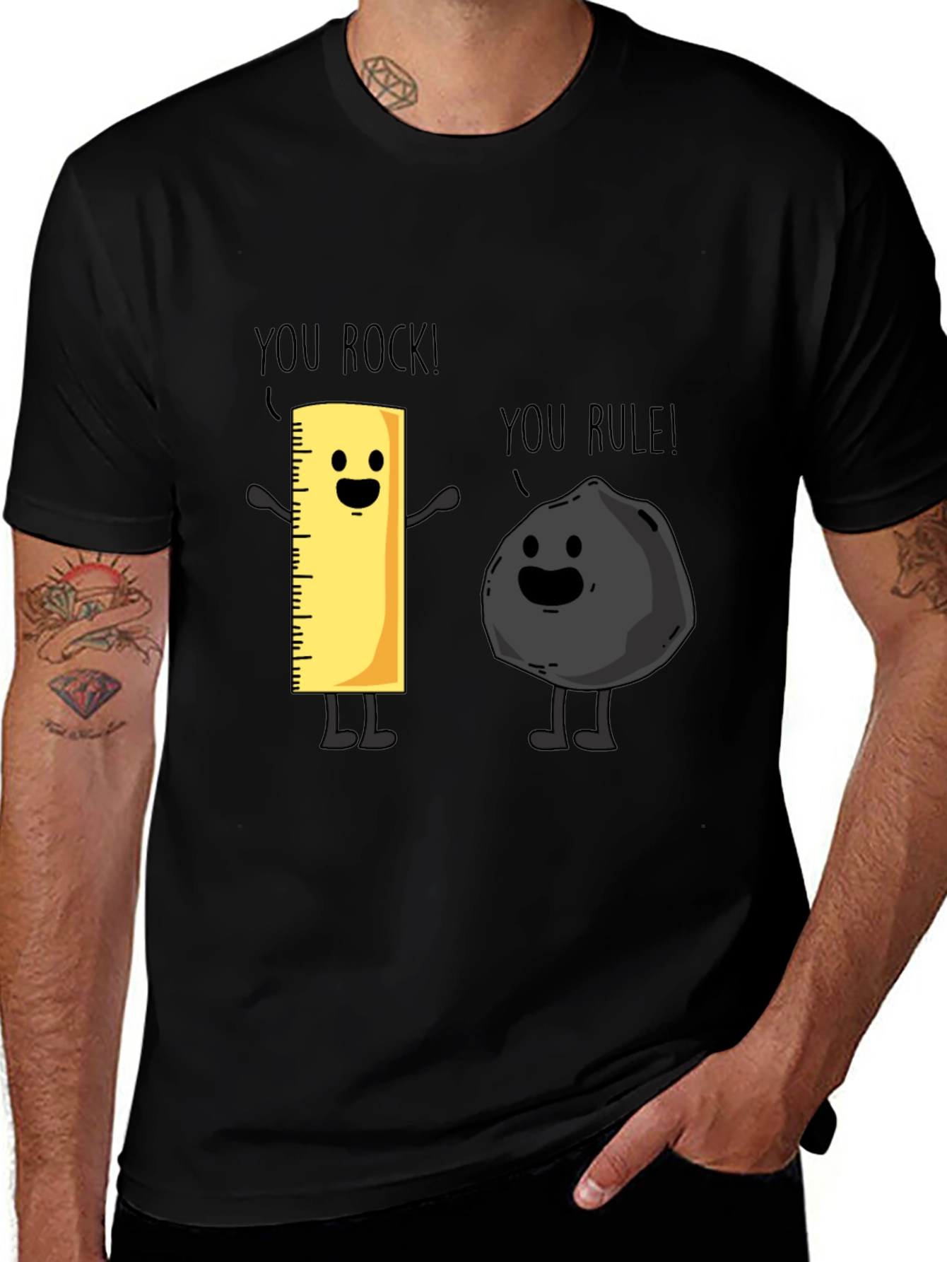 Funny You Rock You Rule T-Shirt Black