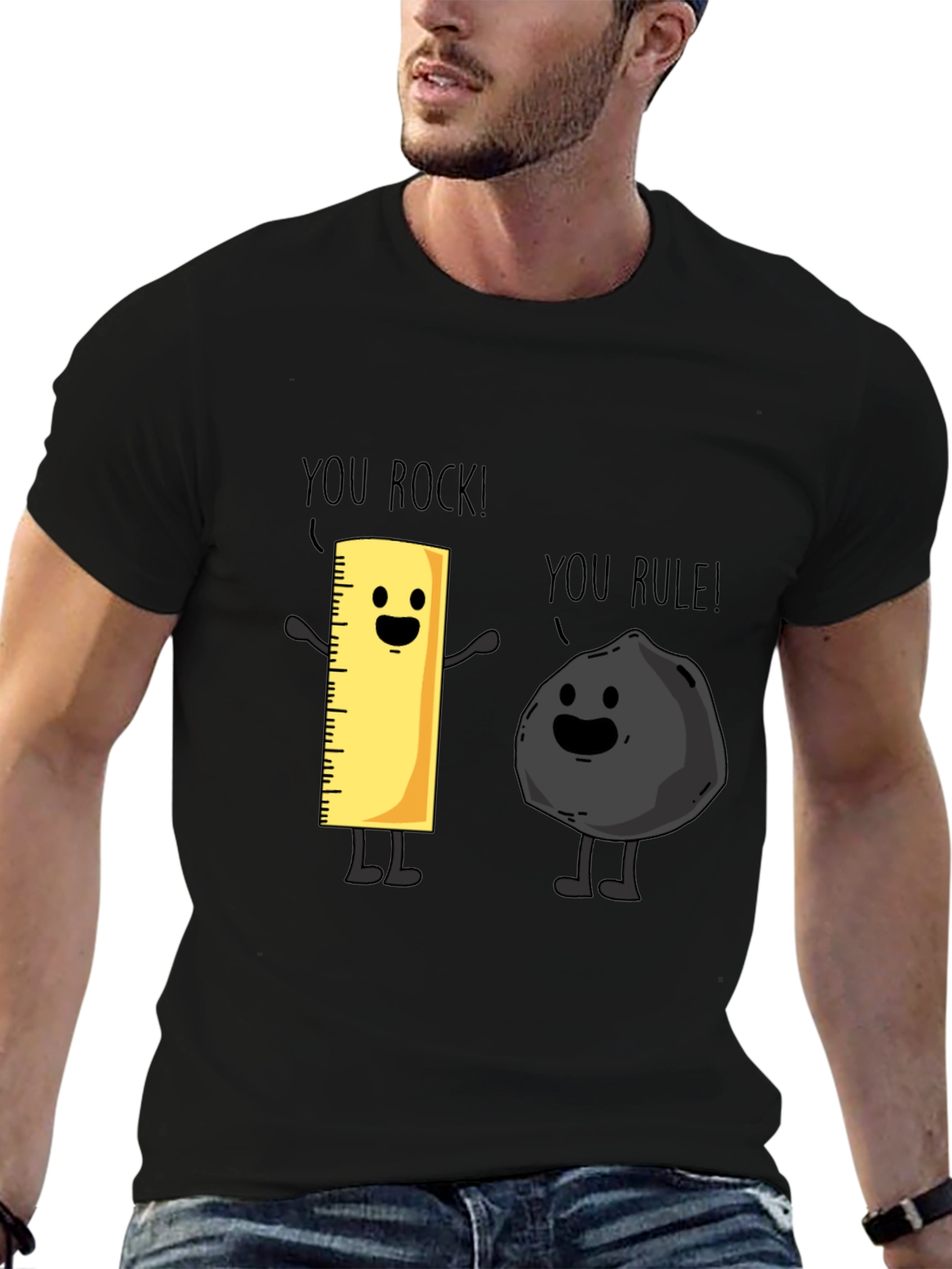 Funny You Rock You Rule T-Shirt Black