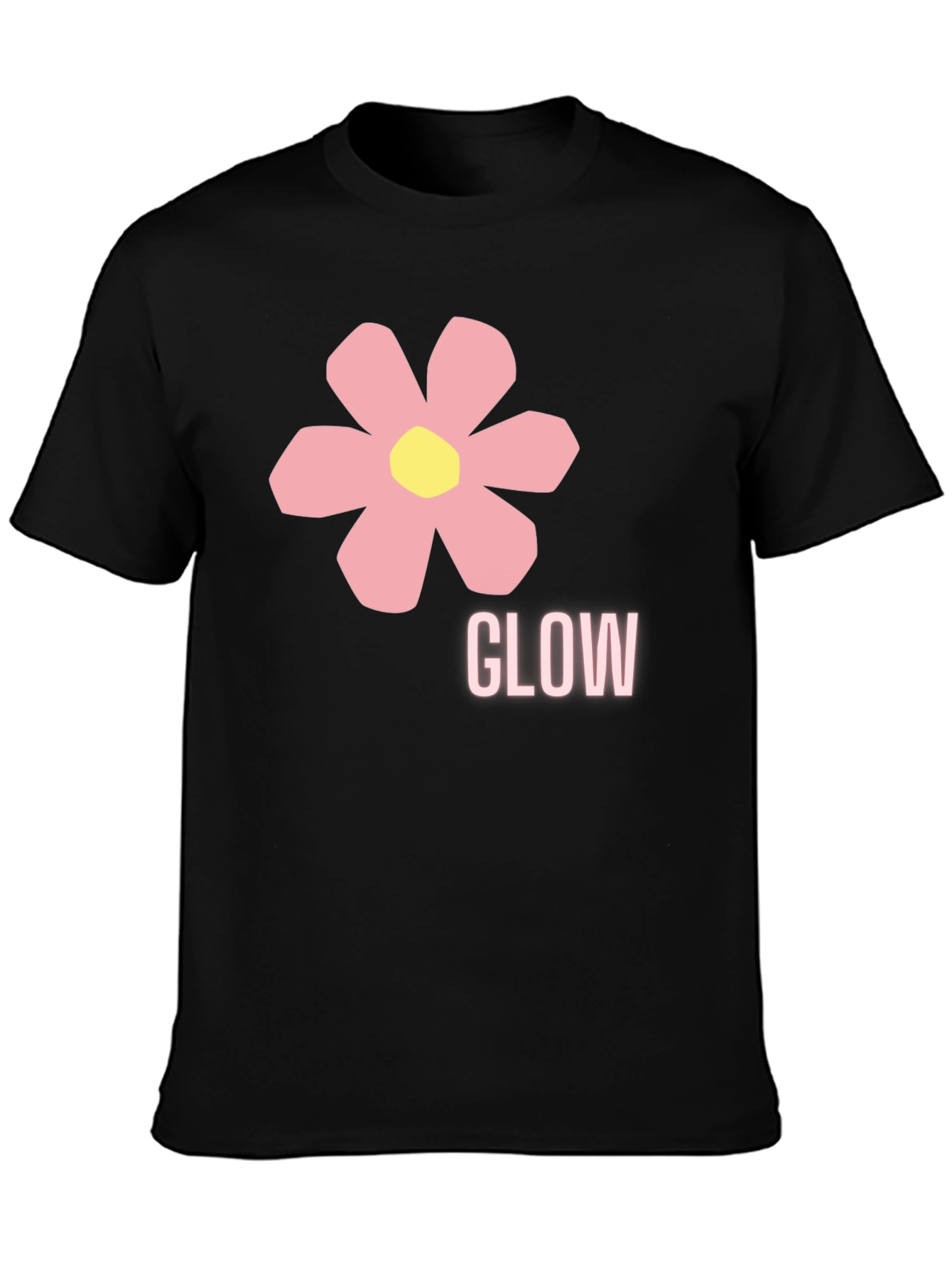 Glow Flower Graphic Print Black T-Shirt