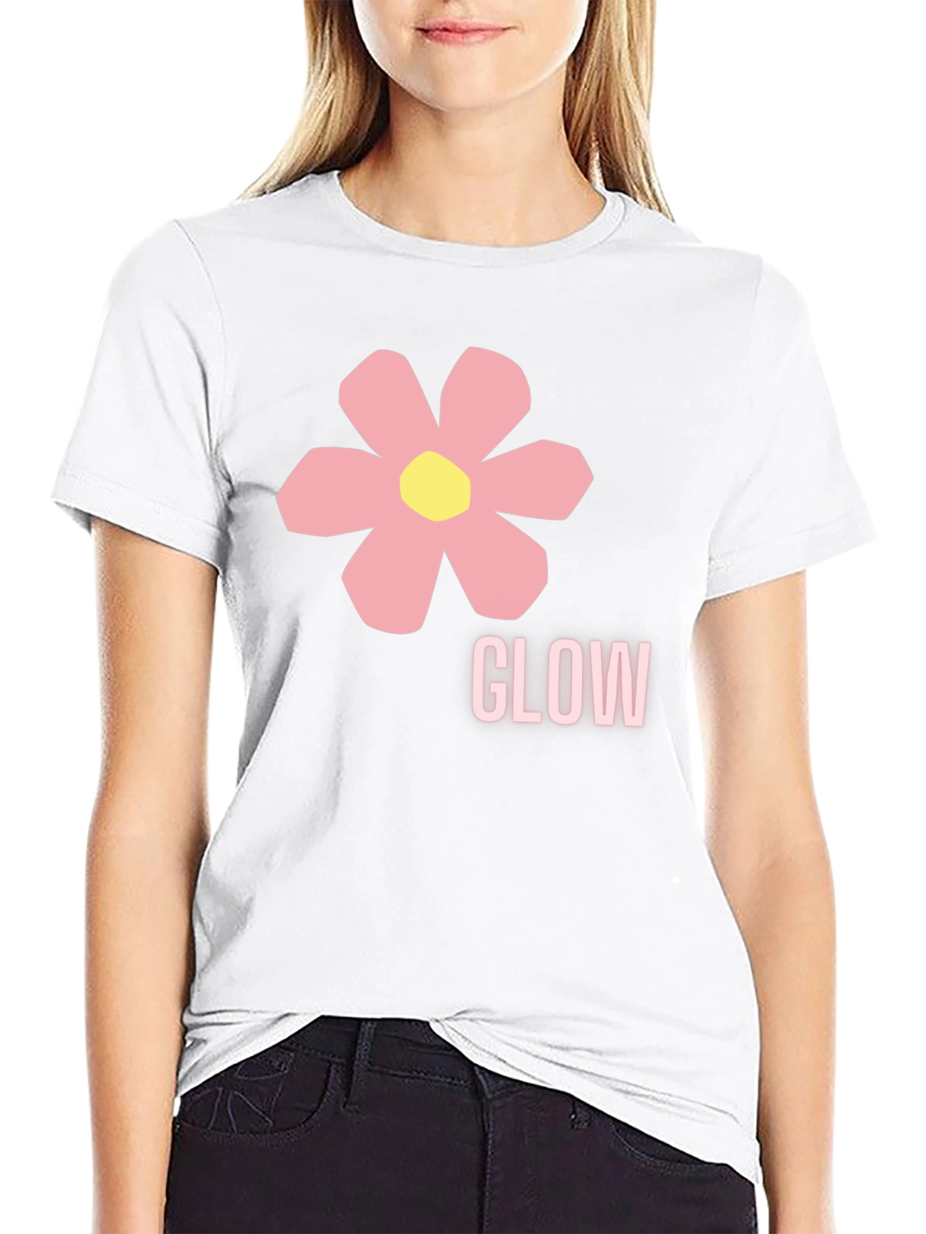 Glow Flower Graphic Print Black T-Shirt