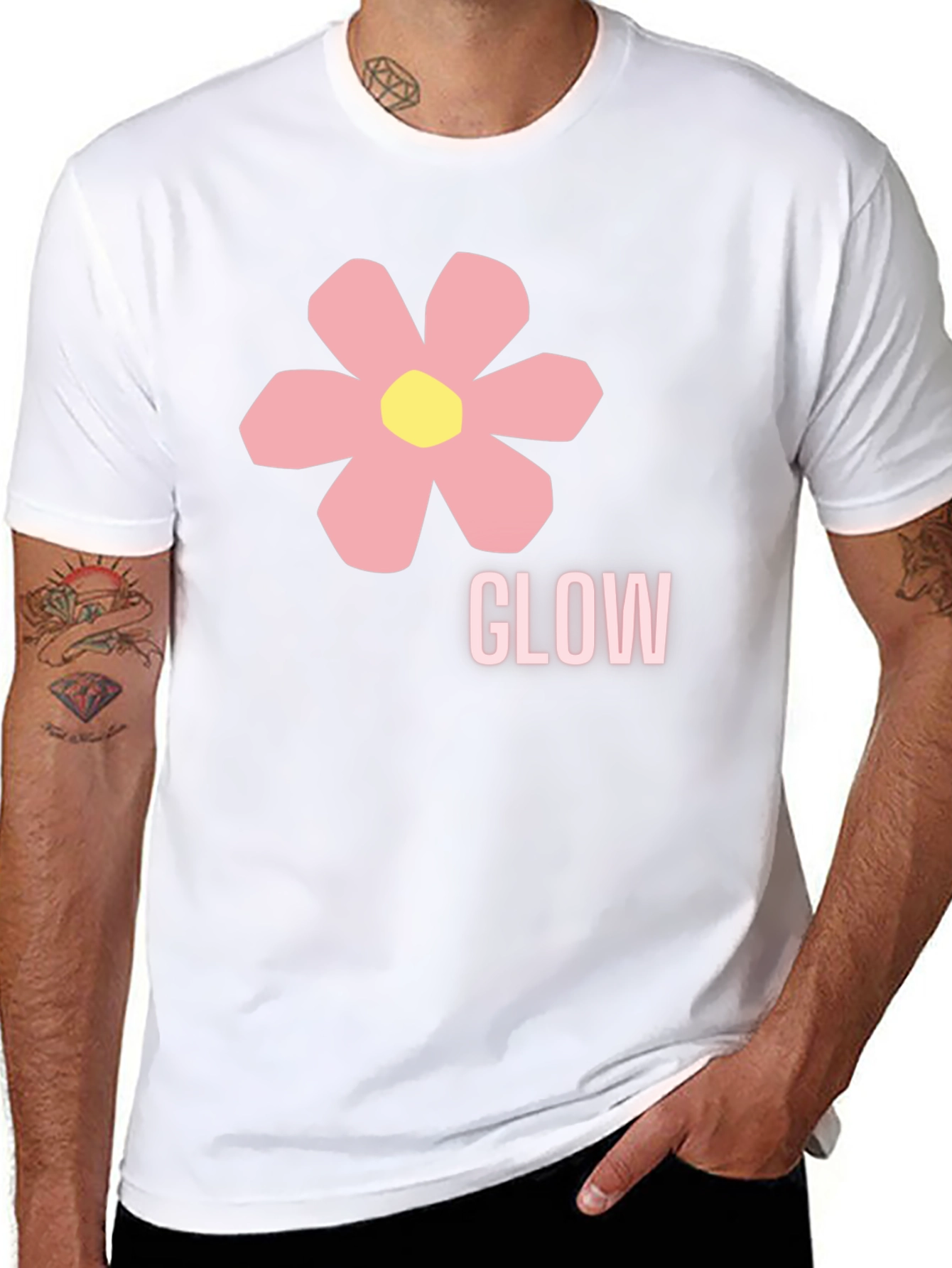 Glow Flower Graphic Print Black T-Shirt