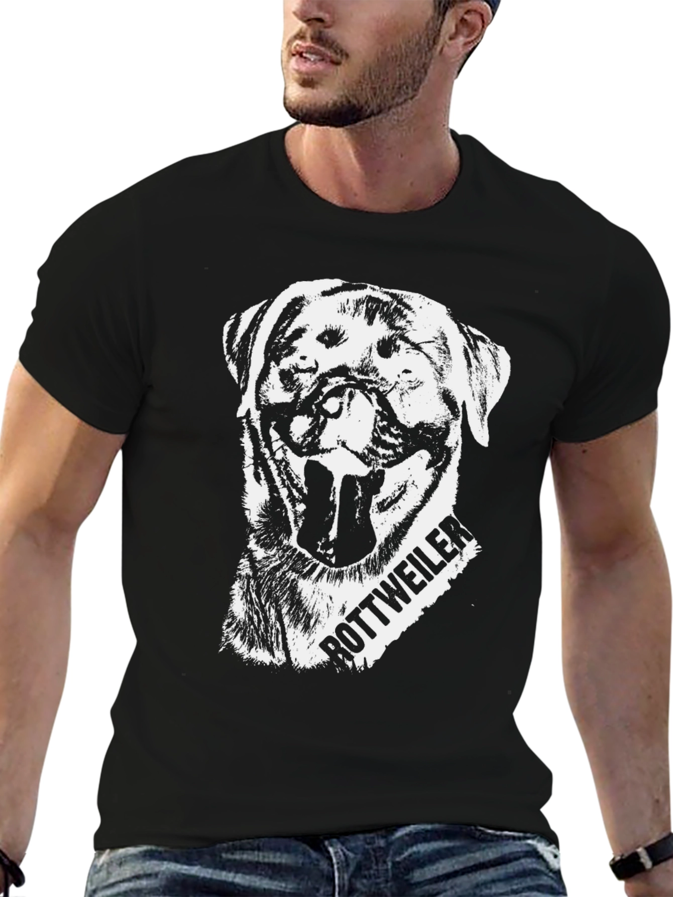 Rottweiler Dog Graphic Black T-Shirt