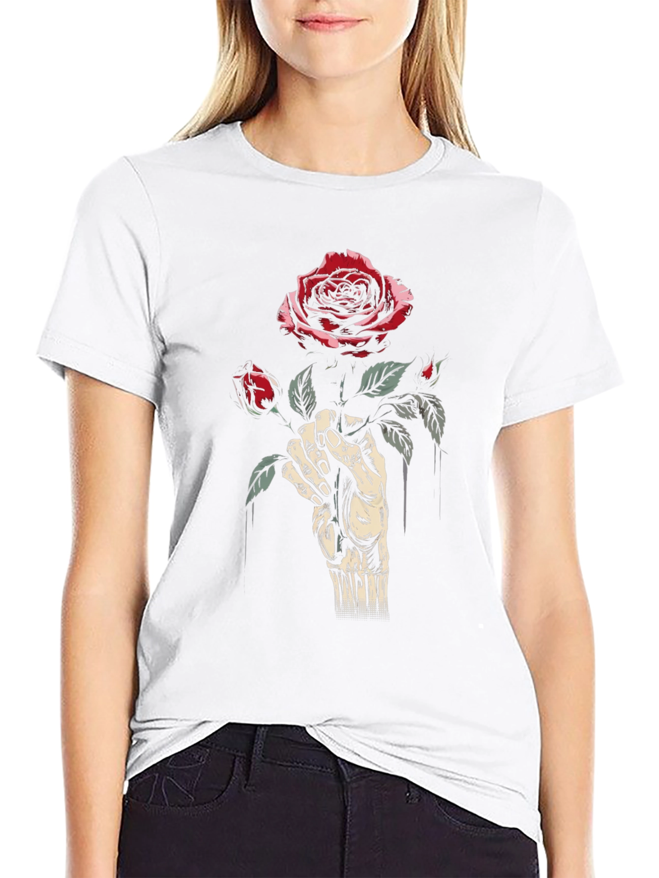 Rose Hand Black T-Shirt
