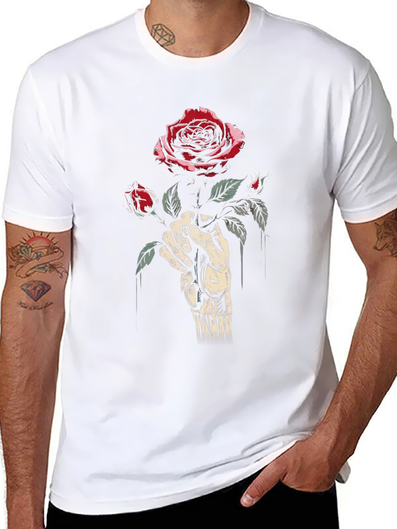 Rose Hand Black T-Shirt