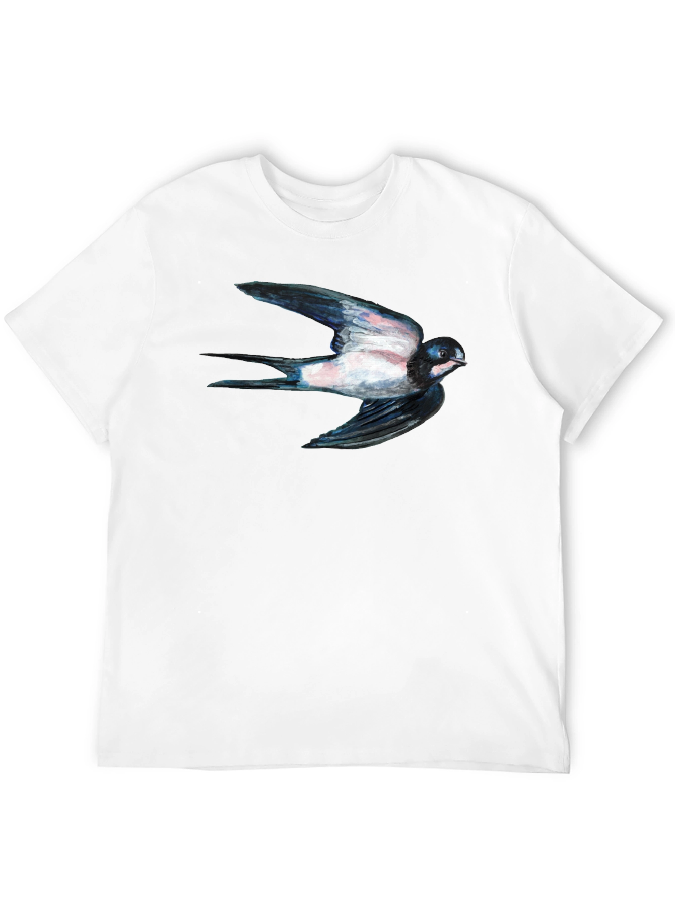Swallow Bird Print Black Tee
