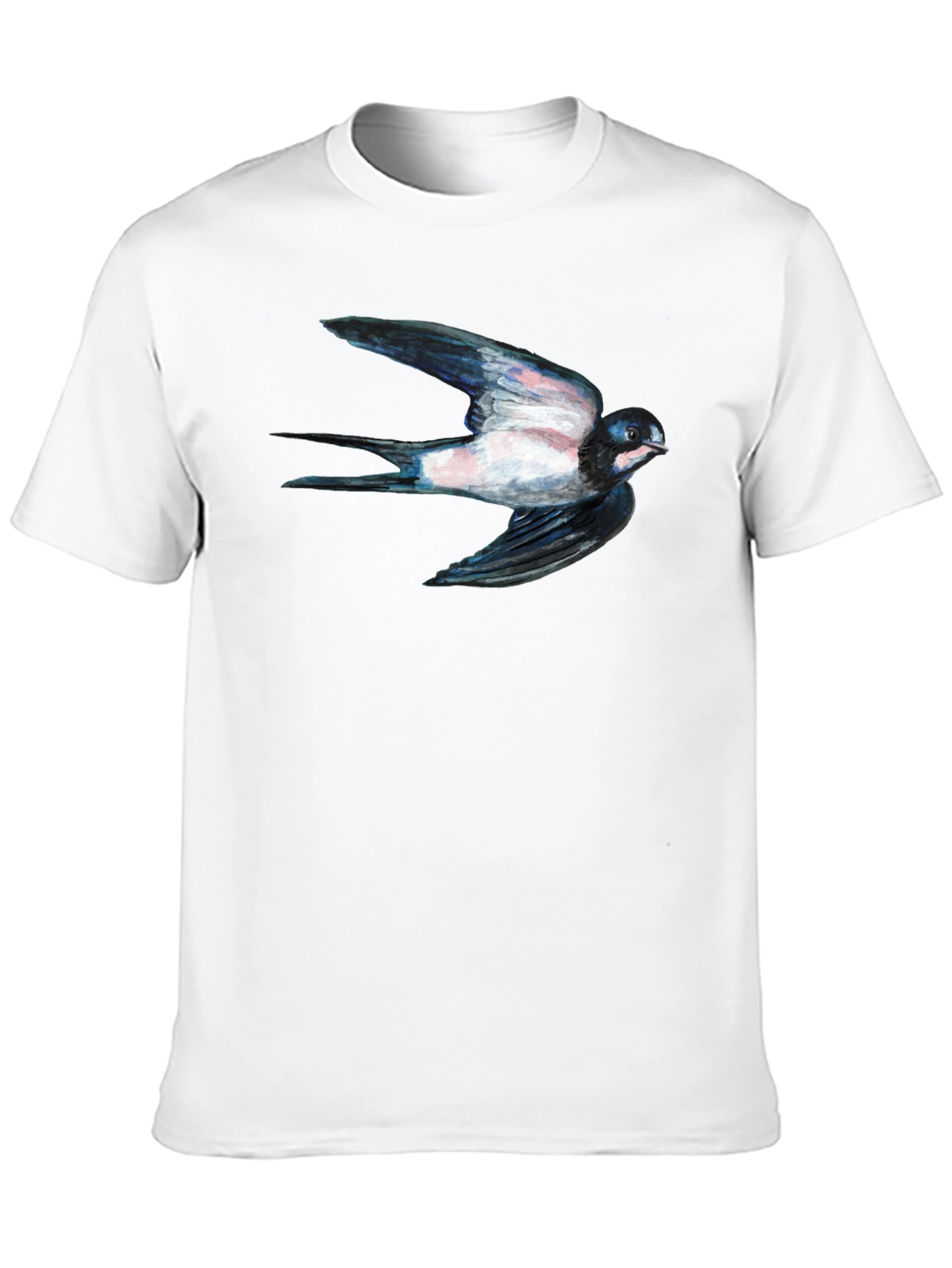 Swallow Bird Print Black Tee