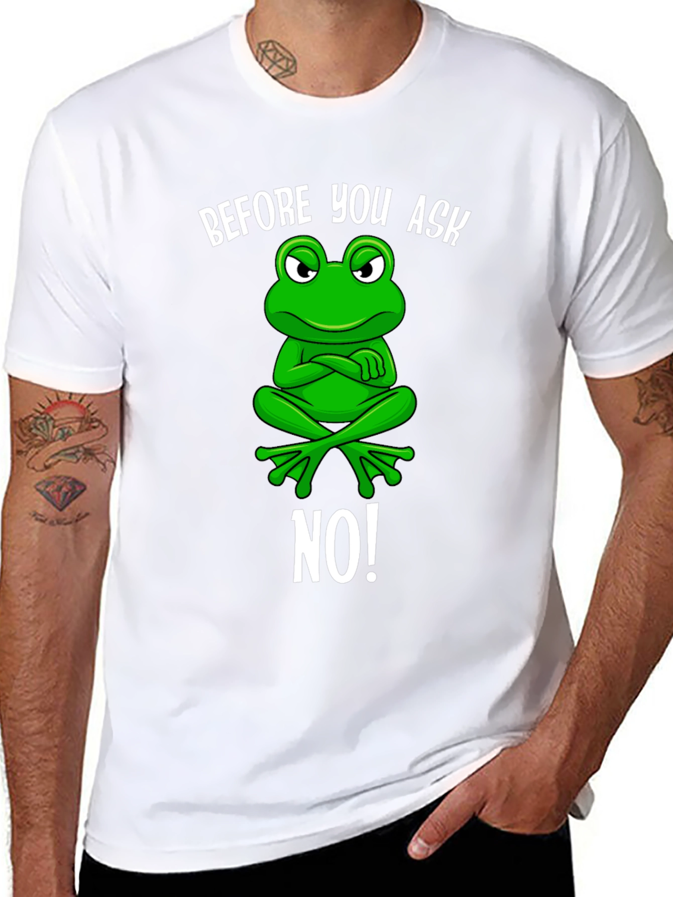 Funny Frog T-Shirt - Before You Ask No!